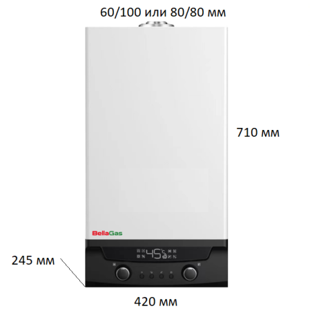 Газовый котёл BellaGas Best 24 Wi-Fi, с трубой
